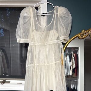 Danielle Nicole Cream Ruffled Tie Front Mini Dress